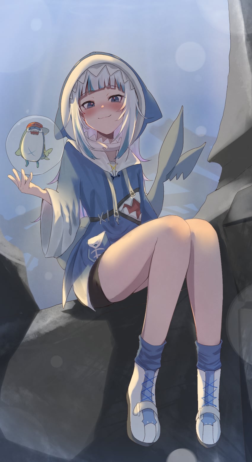 gawr gura and bloop (hololive and 1 more) drawn by taruto_(taruto0918)