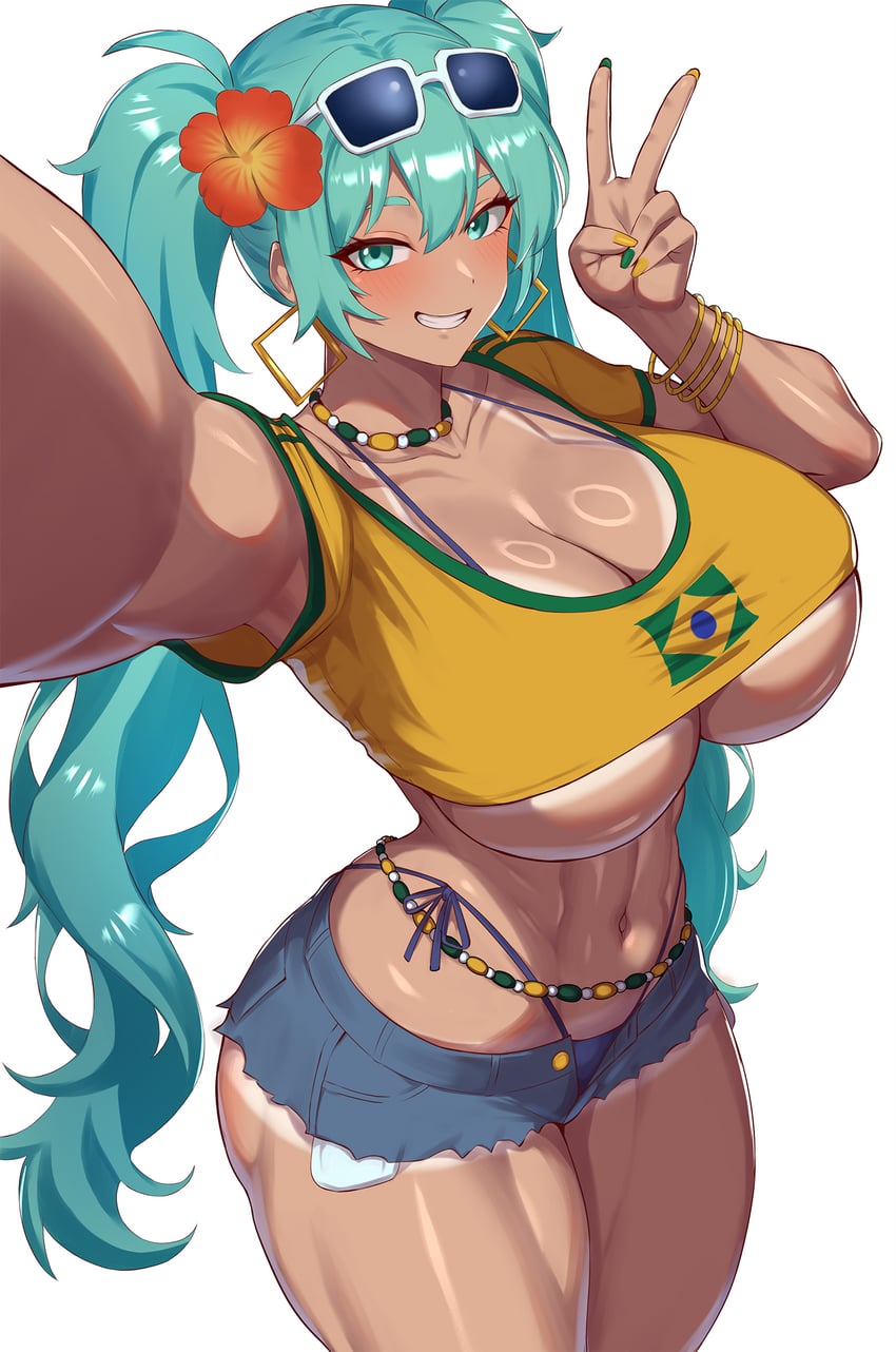 hatsune miku and brazilian miku (vocaloid) drawn by hatch_(hatch24601)