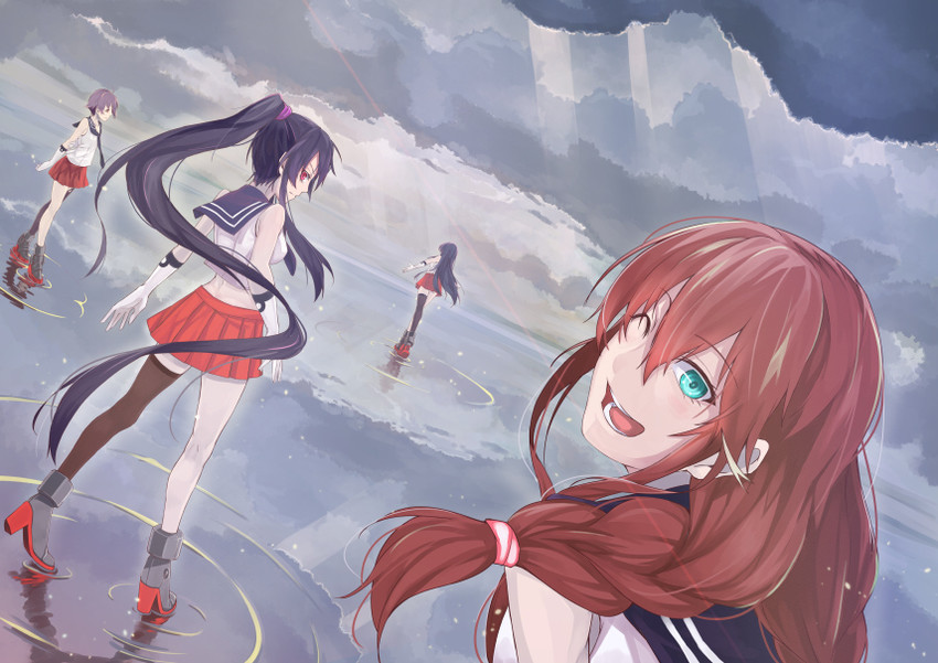 yahagi, noshiro, agano, and sakawa (kantai collection) drawn by hitsuki_aki_(forked_road)