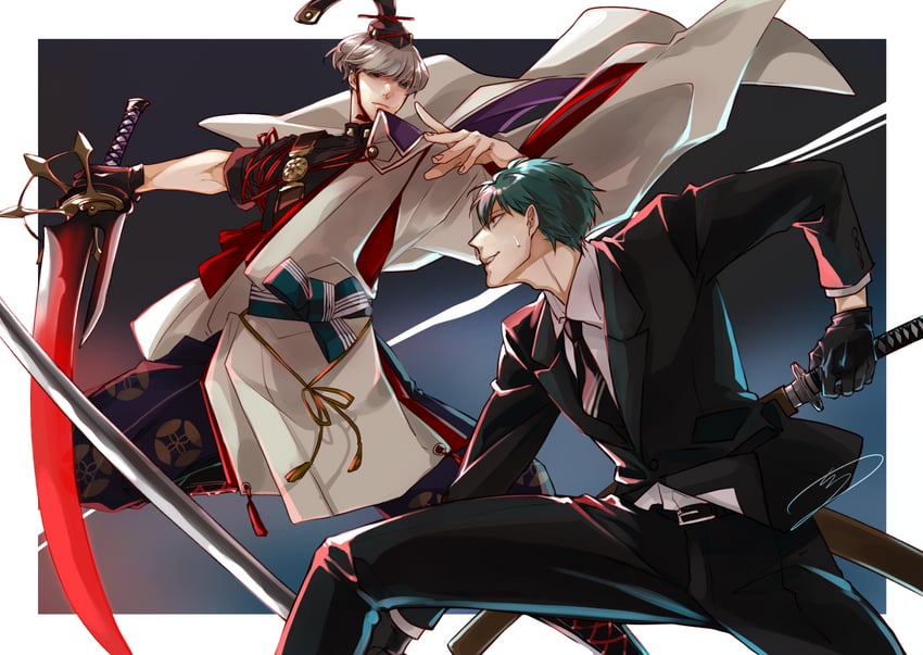 saitou hajime and watanabe no tsuna (fate and 1 more) drawn by kisindaomoi-riraito
