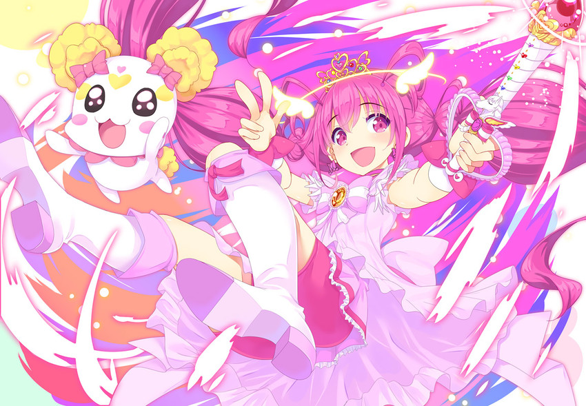 hoshizora miyuki, cure happy, and candy (precure and 1 more) drawn by sabano_niwatori