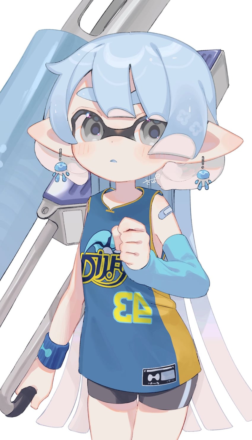 inkling player character and inkling girl (splatoon) drawn by sabata_saba