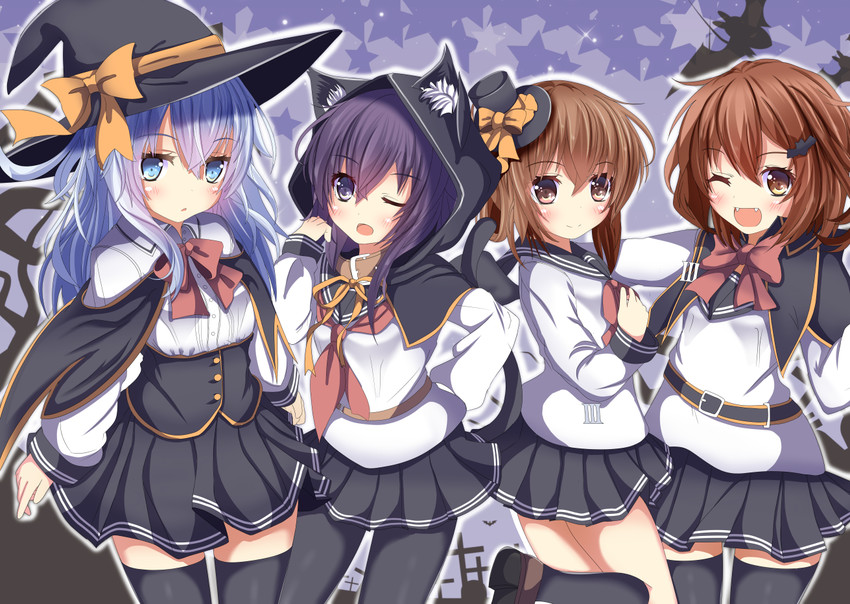 hibiki, inazuma, ikazuchi, and akatsuki (kantai collection) drawn by aruka_(alka_p1)