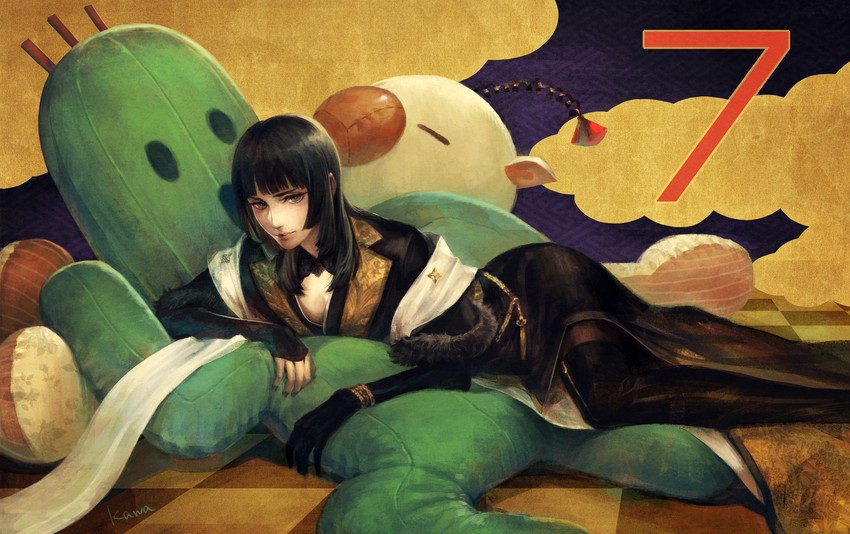 moogle, sabotender, and gentiana (final fantasy and 2 more) drawn by kawaguchi_kaoru