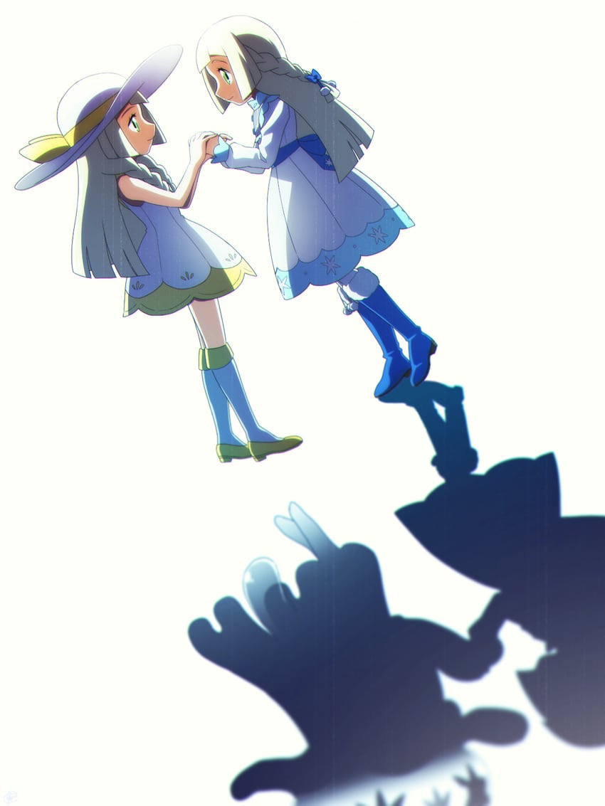 nihilego and lillie (pokemon and 1 more) drawn by fujihana_(mugenpixel)
