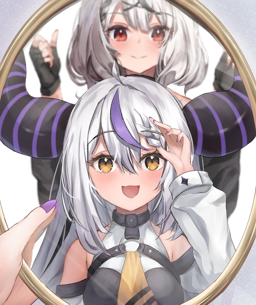 sakamata chloe and la+ darknesss (hololive) drawn by una_hirag
