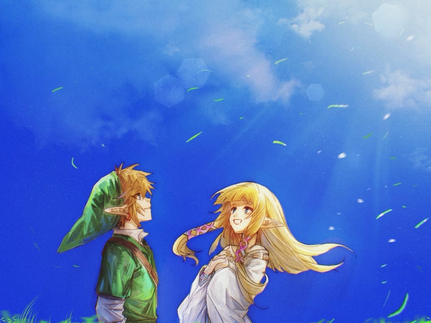 link and princess zelda (the legend of zelda and 1 more) drawn by yangwithlemontea