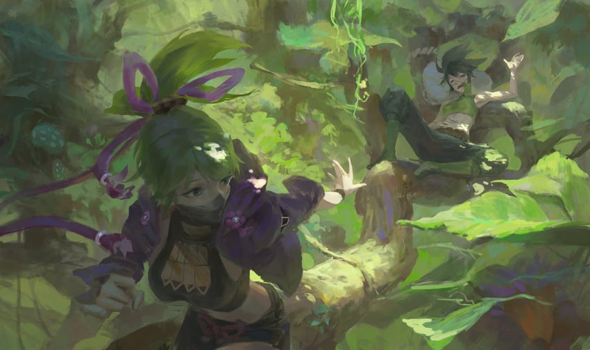 akali and kuki shinobu (genshin impact and 1 more) drawn by world_(1257843324)