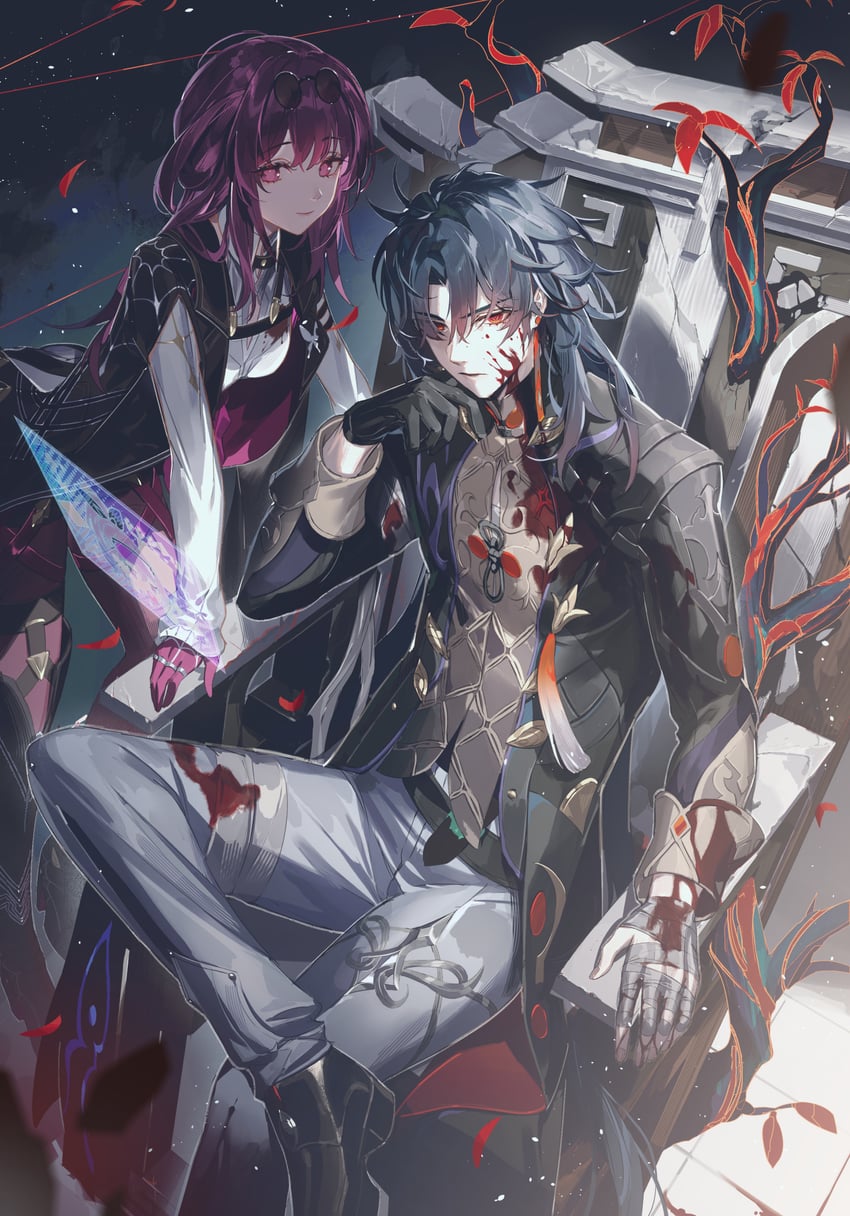 kafka and blade (honkai and 1 more) drawn by kaerunoko
