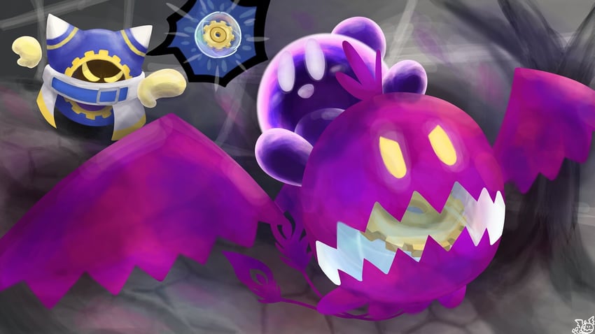 magolor, shadow kirby, doomer, and sphere doomer (kirby and 1 more) drawn by suyasuyabi