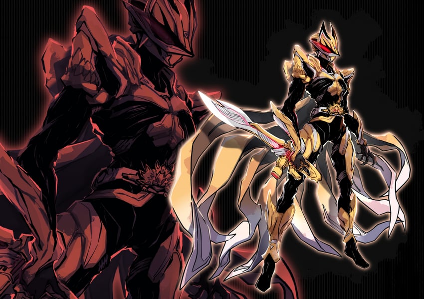 kamen rider geats and kamen rider dooms geats (kamen rider and 2 more) drawn by linnnoj