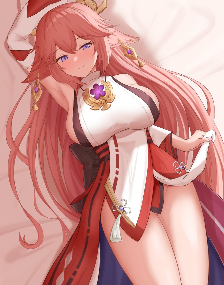 yae miko (genshin impact) drawn by yousui