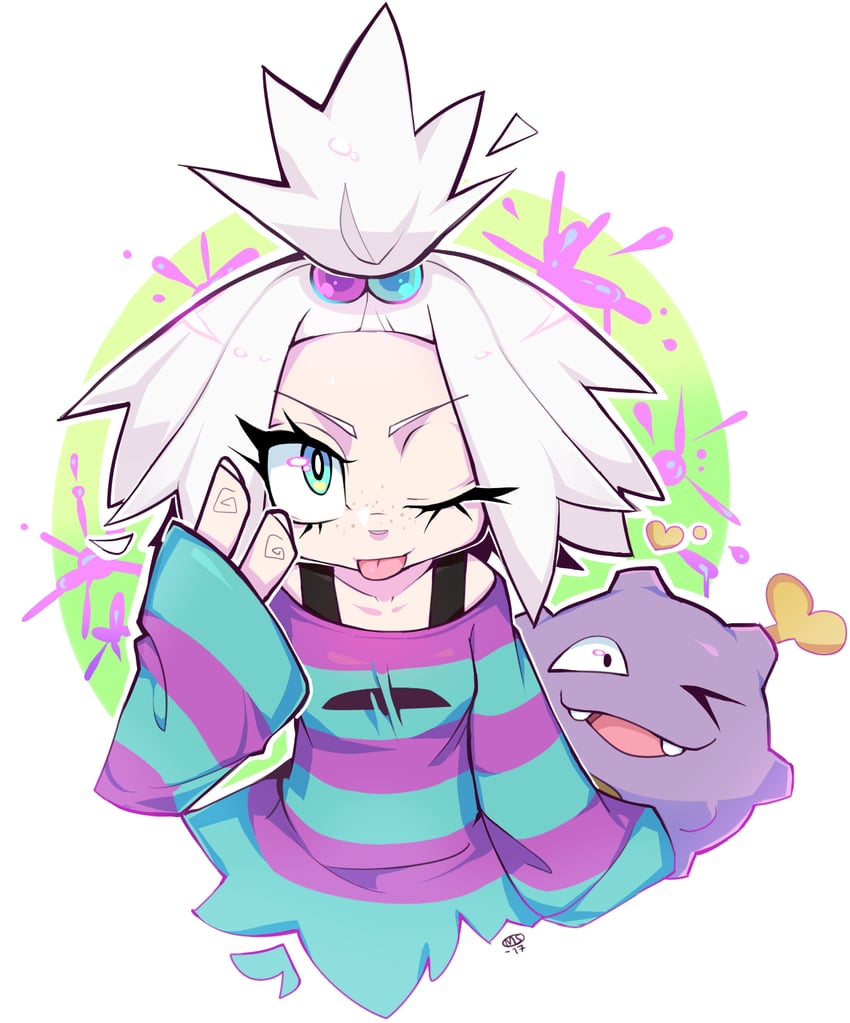 roxie and koffing (pokemon and 1 more) drawn by milka_(milk4ppl)