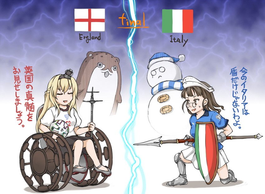 warspite, roma, bokukawauso, and the roma-like snowman (kantai collection and 2 more) drawn by suda_(yuunagi_enikki)