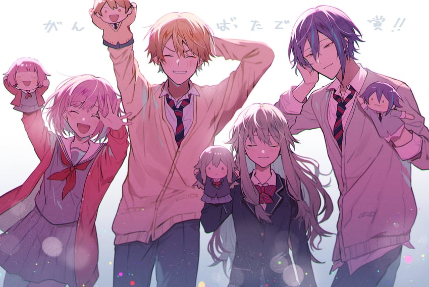 ootori emu, tenma tsukasa, kusanagi nene, and kamishiro rui (project sekai and 1 more) drawn by manami_(aph-23)