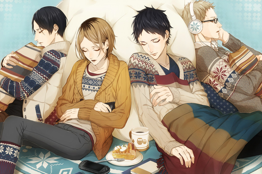 kozume kenma, akaashi keiji, tsukishima kei, and kunimi akira (haikyuu!!) drawn by shirosaki_(233144)