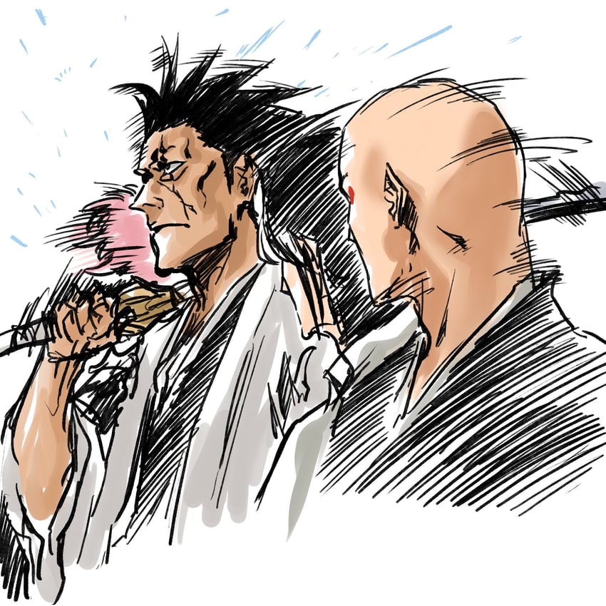 zaraki kenpachi, kusajishi yachiru, madarame ikkaku, and ayasegawa yumichika (bleach and 1 more) drawn by monster_art_(rlawnsgr7)