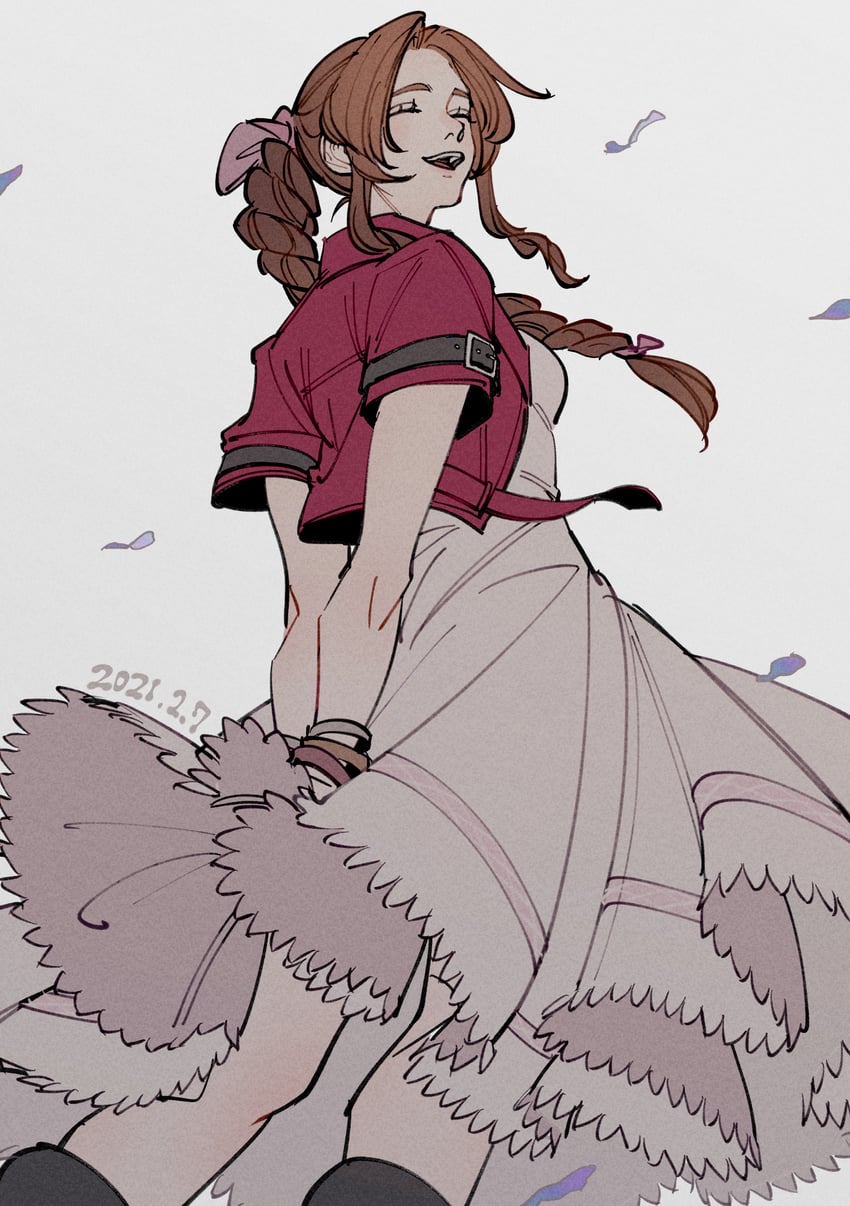 aerith gainsborough (final fantasy and 2 more) drawn by oimo_(oimkimn)