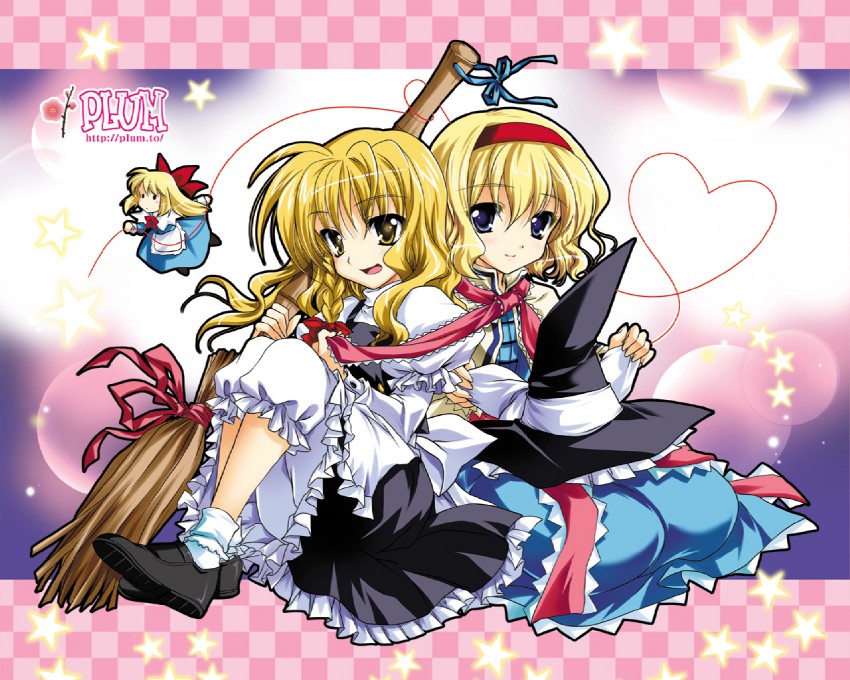 kirisame marisa, alice margatroid, and shanghai doll (touhou) drawn by kanna_(plum)