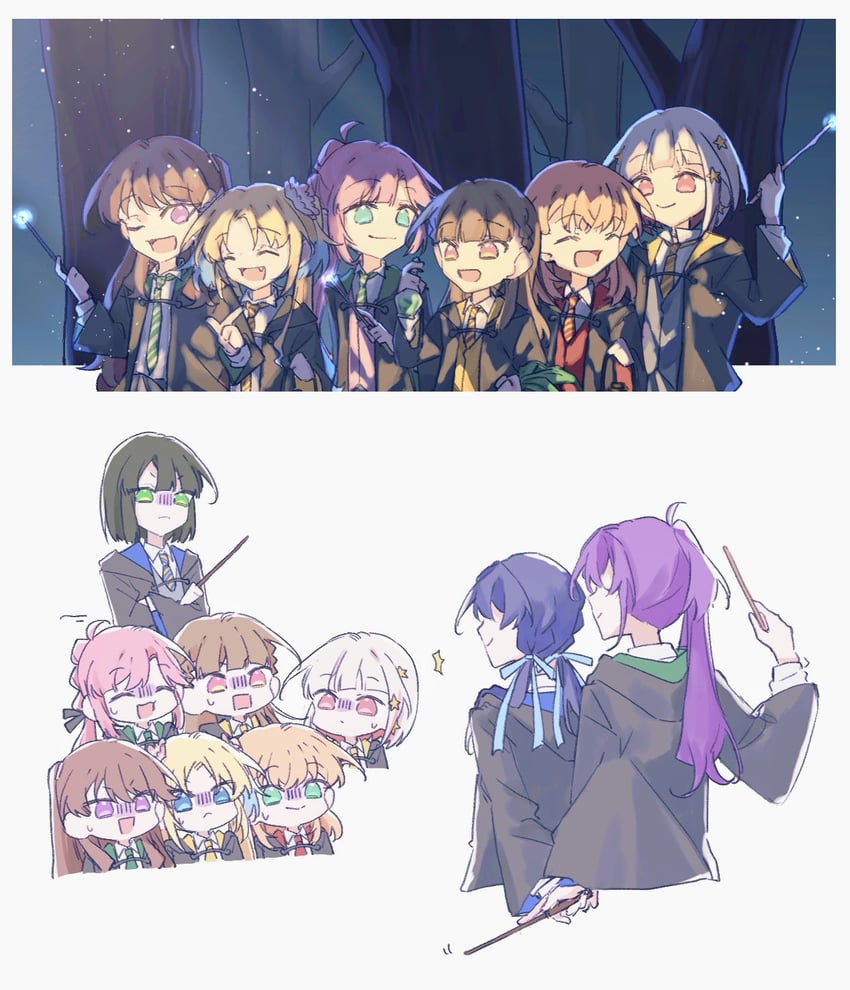 hinoshita kaho, fujishima megumi, otomune kozue, murano sayaka, yugiri tsuzuri, and 4 more (love live! and 3 more) drawn by hoshiji