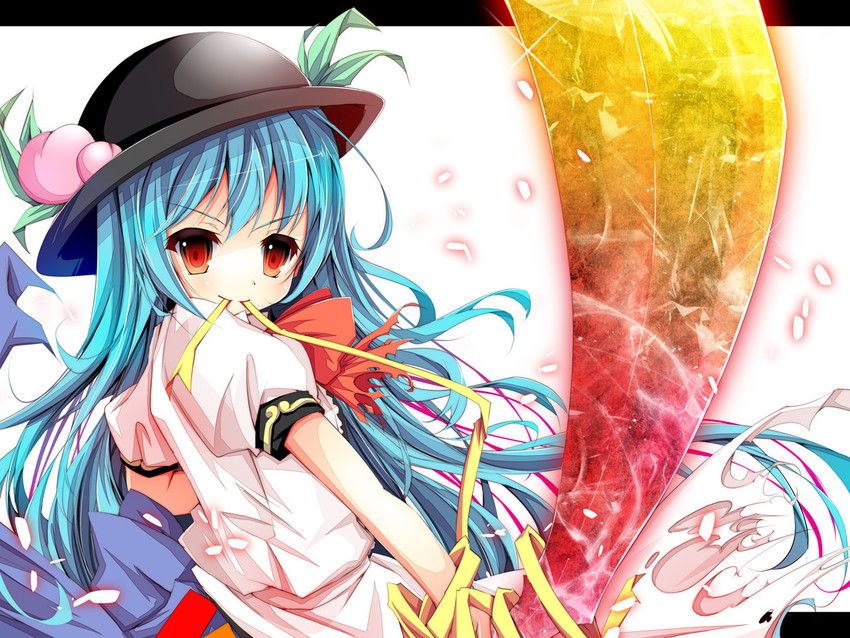 hinanawi tenshi (touhou) drawn by nanamomo_rio