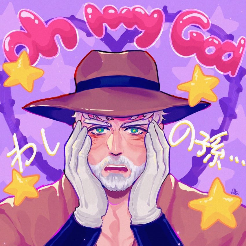 joseph joestar and hermit purple (jojo no kimyou na bouken and 1 more) drawn by vamos_mk