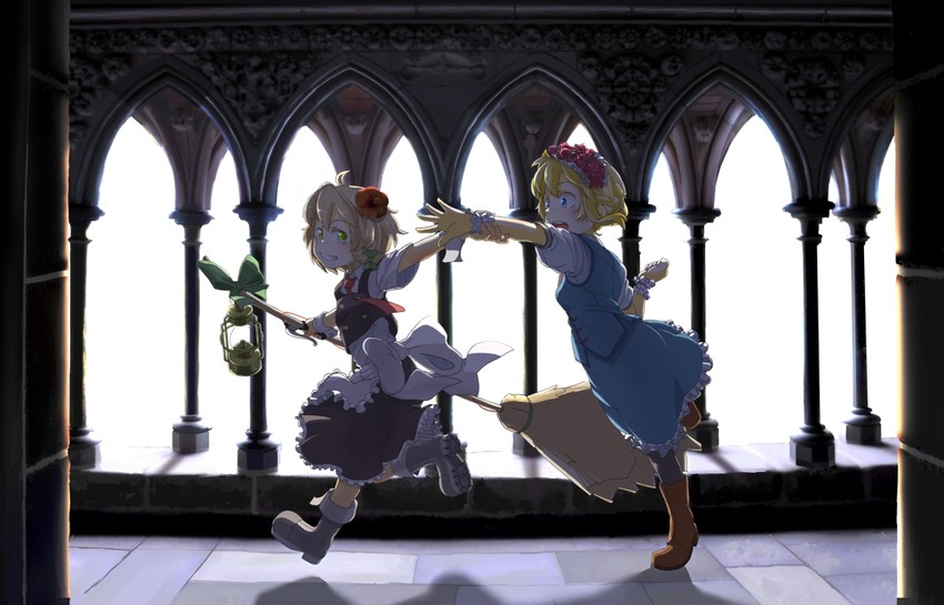 kirisame marisa and alice margatroid (touhou) drawn by kitsuneno_denpachi