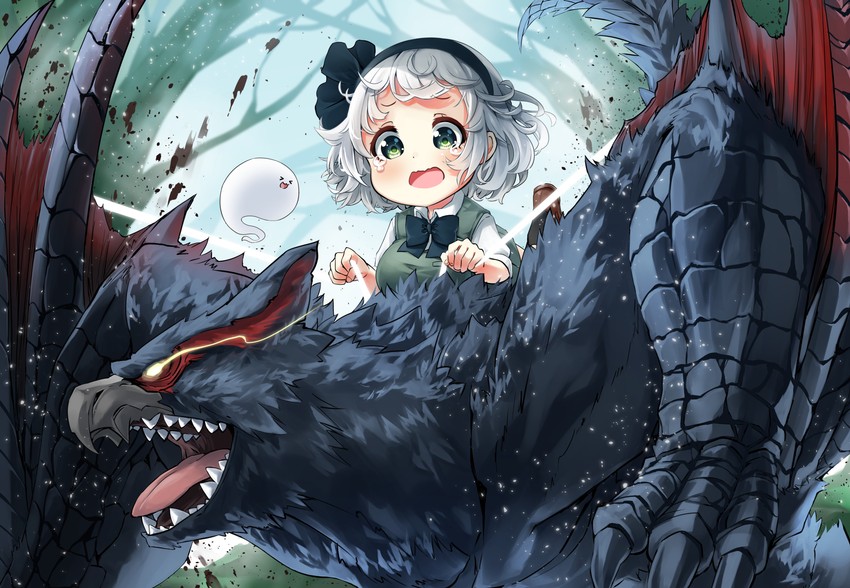 konpaku youmu and nargacuga (touhou and 2 more) drawn by pegashi