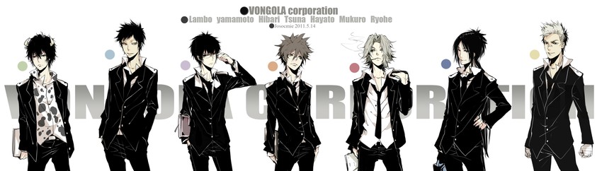 sawada tsunayoshi, rokudou mukuro, hibari kyouya, gokudera hayato, yamamoto takeshi, and 2 more (katekyo hitman reborn!) drawn by wavesheep
