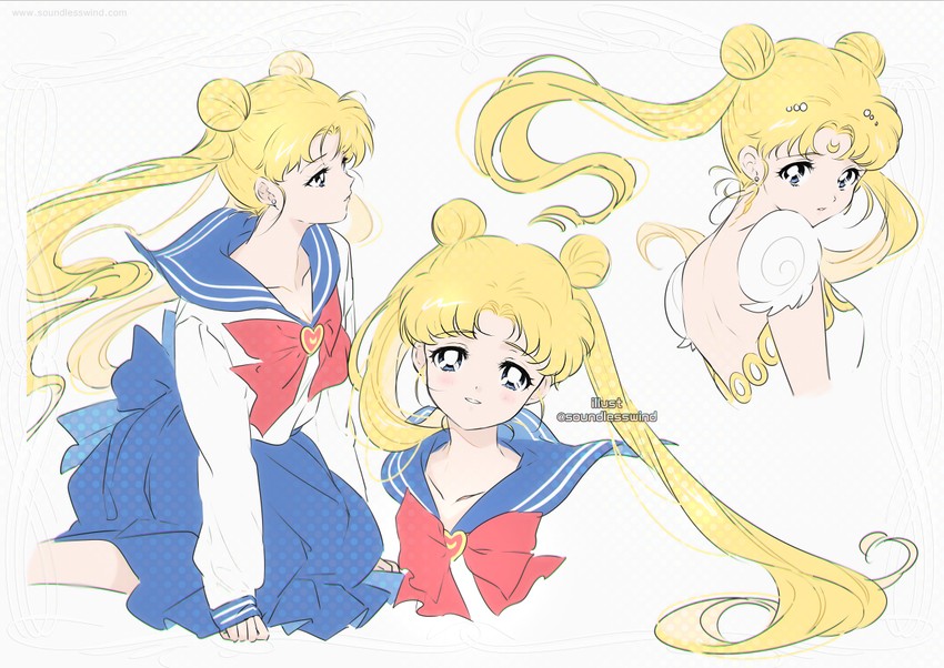 tsukino usagi and princess serenity (bishoujo senshi sailor moon) drawn by kaze-hime