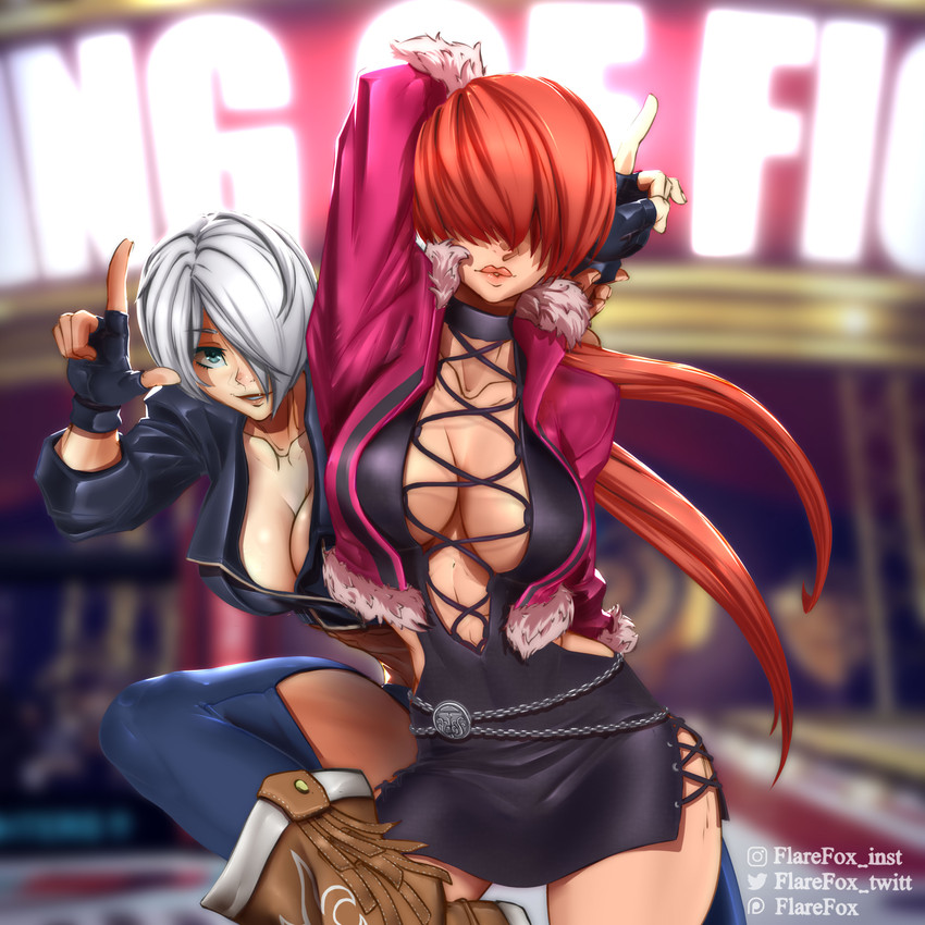 angel and shermie (the king of fighters and 1 more) drawn by flarefox