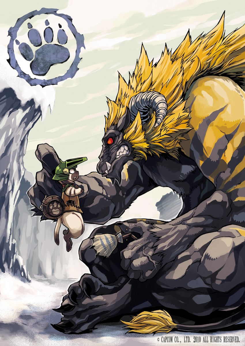 player palico and rajang (monster hunter) drawn by fuse_ryuuta