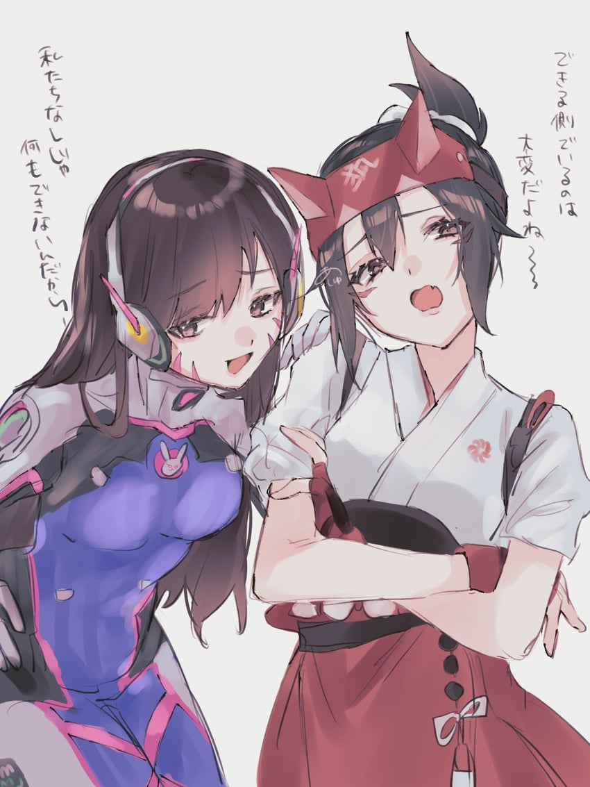 d.va and kiriko (overwatch and 1 more) drawn by o694699