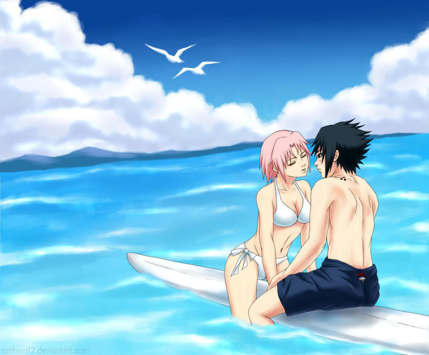 haruno sakura and uchiha sasuke (naruto and 1 more) drawn by sonteen12