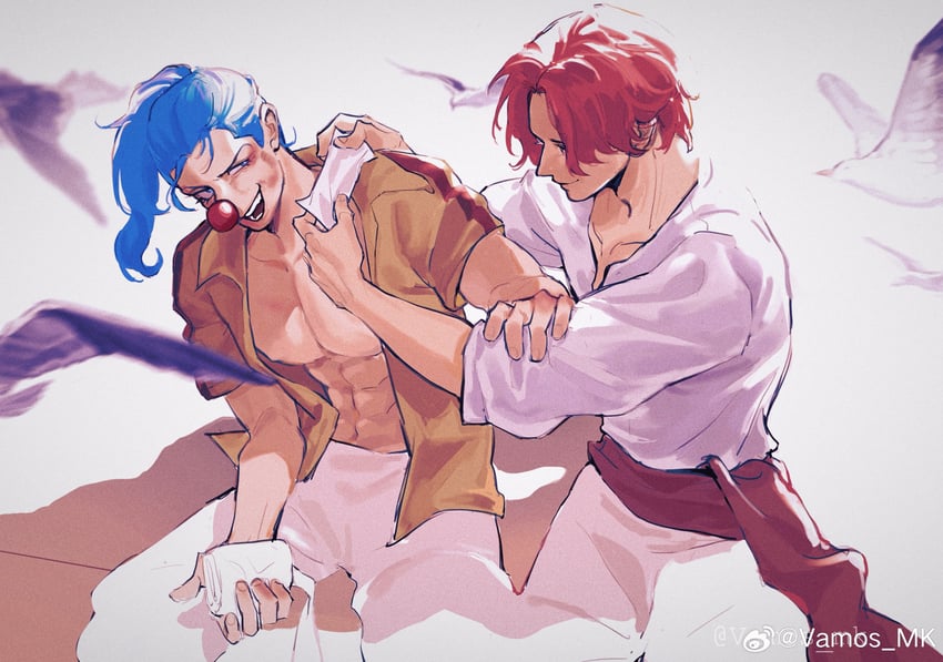 shanks and buggy the clown (one piece) drawn by vamos_mk