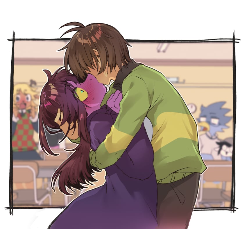 kris, susie, noelle holiday, temmie, berdly, and 1 more (deltarune) drawn by komugiko_(bitte_komu)