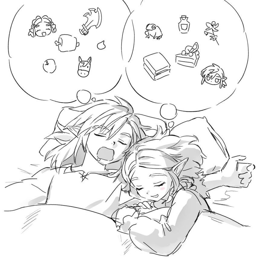 link and princess zelda (the legend of zelda and 1 more) drawn by opleillle