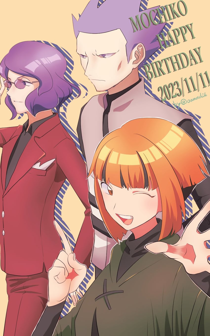 gardenia, cyrus, and lucian (pokemon and 1 more) drawn by ottoruuru_(oamadik)