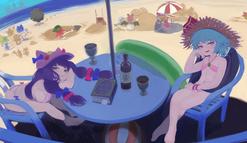 remilia scarlet, flandre scarlet, izayoi sakuya, cirno, patchouli knowledge, and 5 more (touhou and 1 more) drawn by serakawa