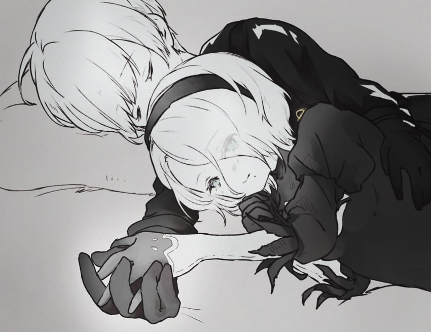 2b and 9s (nier and 1 more) drawn by nagisa_(wwnf4585)