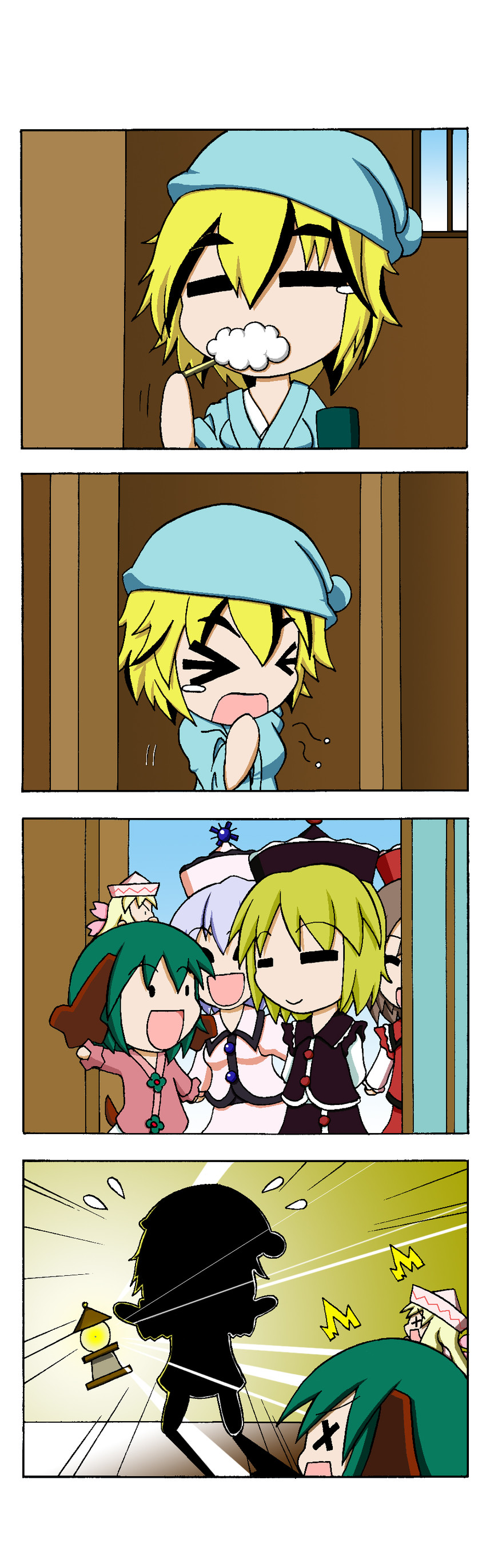 toramaru shou, kasodani kyouko, lily white, lunasa prismriver, lyrica prismriver, and 1 more (touhou) drawn by rakugaki-biyori