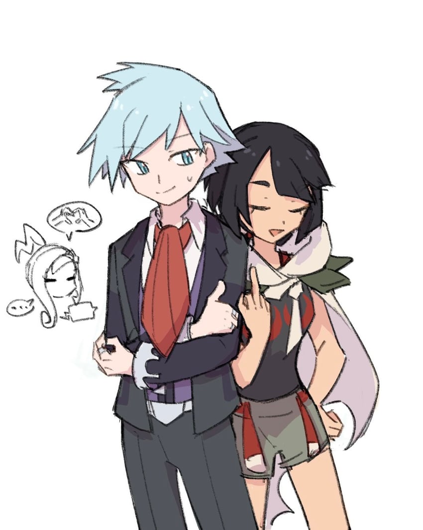 rotom, rotom phone, steven stone, lisia, and zinnia (pokemon and 1 more) drawn by xlii_idk
