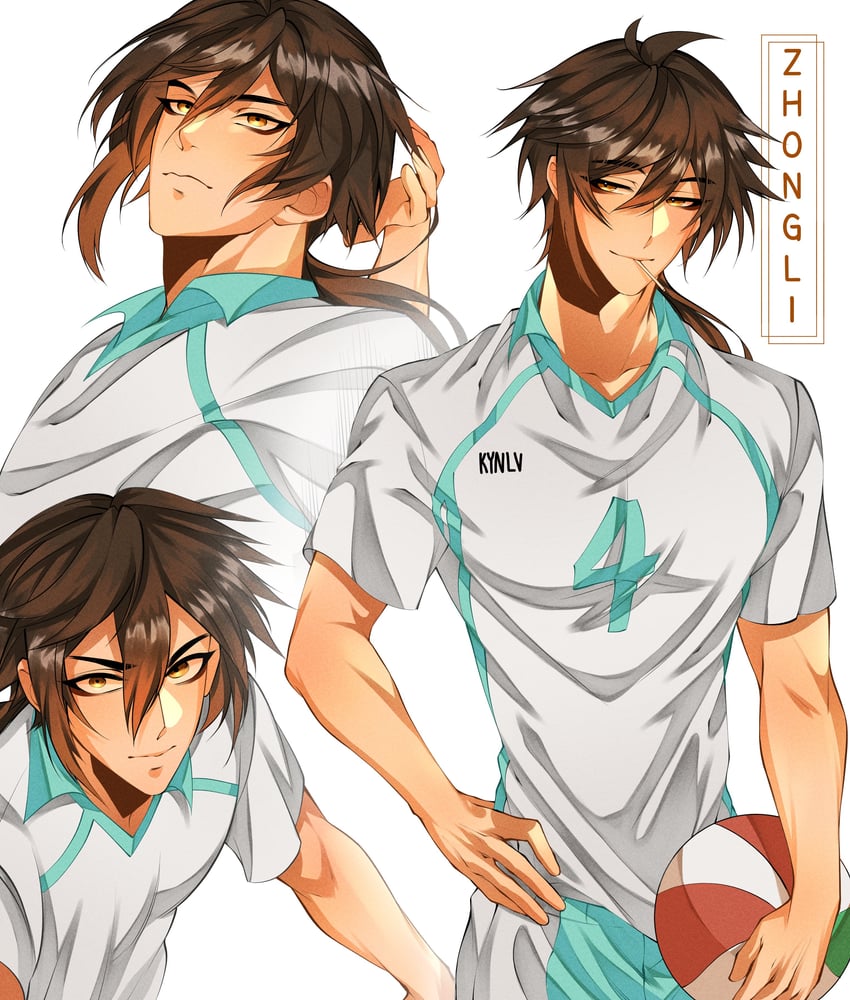zhongli and iwaizumi hajime (genshin impact and 1 more) drawn by kynlv