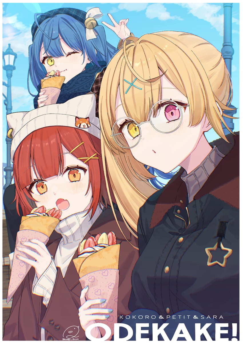 hoshikawa sara, amamiya kokoro, and ratna petit (nijisanji) drawn by shiraki_shiro
