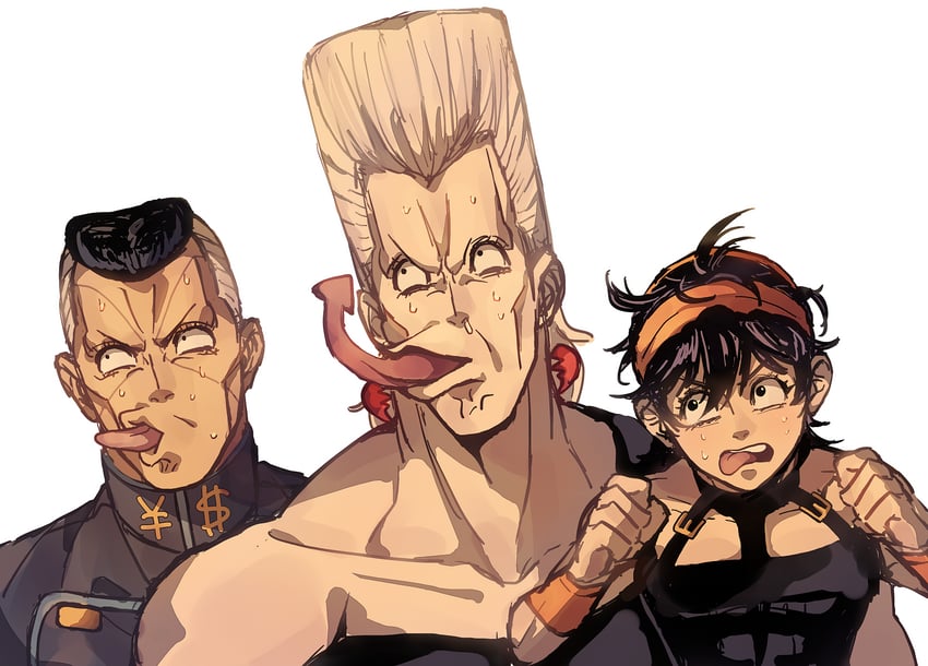 jean pierre polnareff, narancia ghirga, and nijimura okuyasu (jojo no kimyou na bouken and 3 more) drawn by siniy
