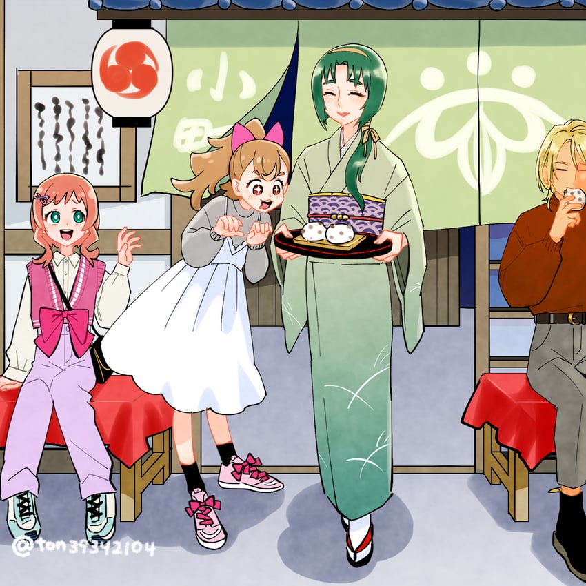 inukai komugi, akimoto komachi, inukai iroha, and natsu (precure and 3 more) drawn by ton_(ton39342104)