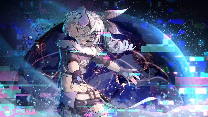 silver wolf (honkai and 1 more) drawn by caisena