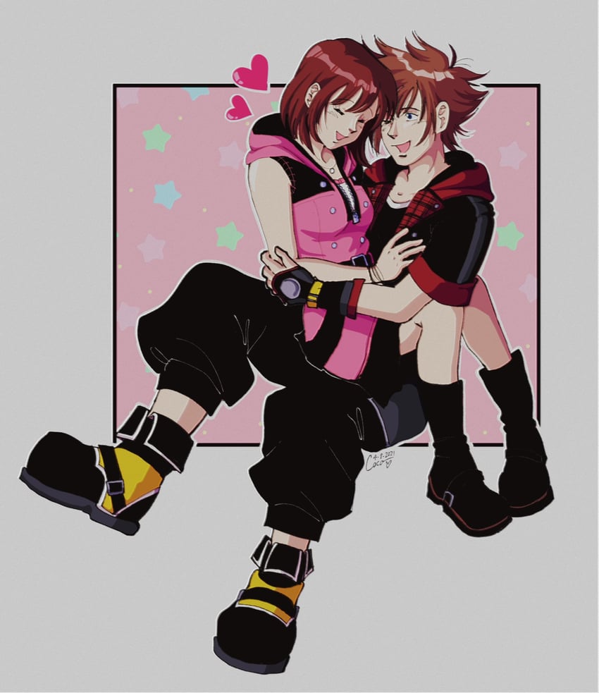 sora and kairi (kingdom hearts and 1 more) drawn by pasuterucoco