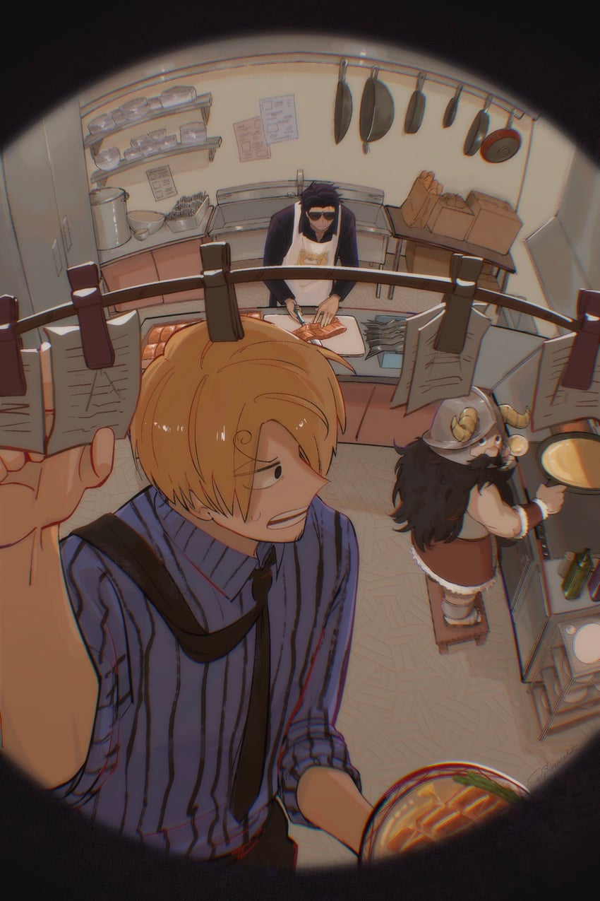 sanji, senshi, and tatsu (one piece and 2 more) drawn by sannuiz