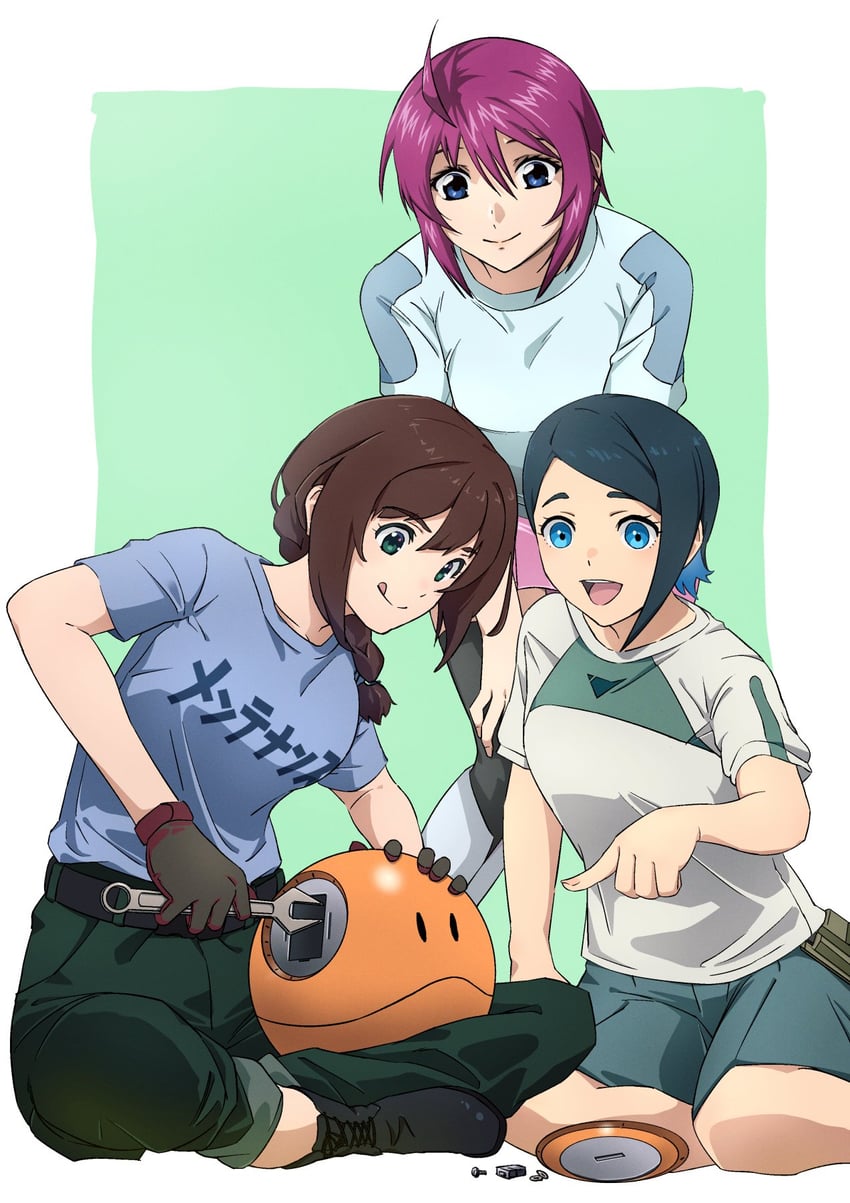 haro, lunamaria hawke, nika nanaura, and miyu katou (gundam and 4 more) drawn by takatoshi